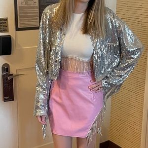 12th tribe silver sequin/fringe jacket, perfect for Eras Tour or other concert!